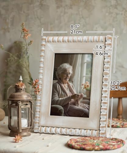 Afuly-5×7-Farmhouse-Picture-Frame-Boho-White-Beads-Photo-Frame-Wooden-Distressed-Wall-Hanging-Desk-Standing-Decor-Artwork-Personalized-Birthday-Gifts-for-Family-Couple-Friends Afuly 5×7 Farmhouse Picture Frame Boho White Beads Photo Frame Wooden Distressed Wall Hanging Desk Standing Decor Artwork Personalized Birthday Gifts for Family Couple Friends