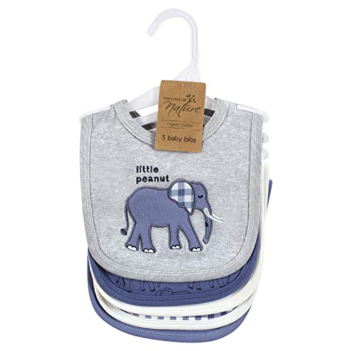 Image of Touched by Nature Unisex Baby Organic Cotton Bibs, Blue Peanut, One Size