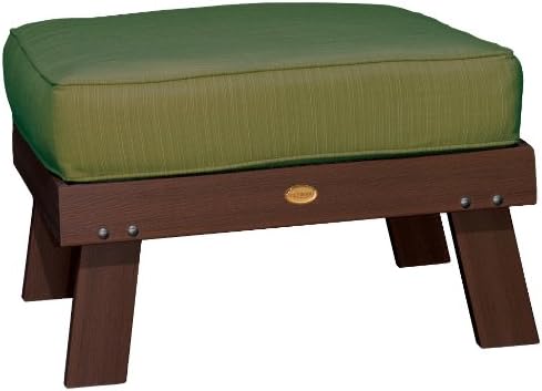 Highwood Pocono Deep Seating Ottoman, Weathered Acorn with Sunbrella Dupione Palm Cushions