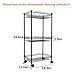 YOHKOH 3-Tier Metal Rolling Utility Cart, Storage Trolley Cart with Mesh Baskets and Lockable Wheels for Bathroom Kitchen Office Black (Black1)