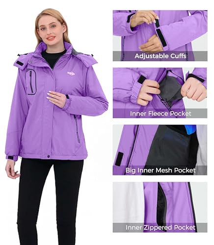 Image of Wantdo Women's Mountain Waterproof Ski Jacket Windproof Rain Jacket Winter Warm Hooded Coat