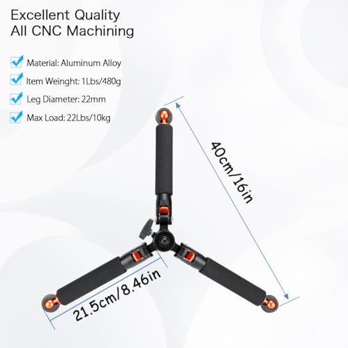Koolehaoda Camera Aluminum Monopod with Metal Tripod Base.6 Sections 18-69inch Adjustable, Leg Diameter Φ28mm,up to 13lbs - Black - Image 6