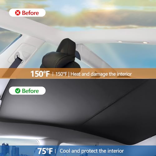 Image of Ice Crystal Sunshade for Tesla Model Y Juniper 2025 2026 Glass Roof UV Protection, Heat Insulation, Non-Sag, Foldable with Storage Bag