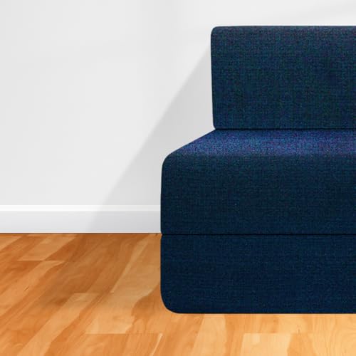 Image of CELLBELL Comfy Sofa Cum Bed 3x6 Feet | Foldable Dual Use Couch Bed with Soft Cushions, Washable Fabric Cover & Sturdy Frame | Space Saving Modern Design for Living Room, Bedroom Guest Use (Navy Blue)