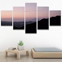 SIGNWIN 5 Panel Canvas Wall Art Modern Art Expressive Landscape Modern Mountain Top Multicolor Photography for Home Decorations Ready to Hang - 60