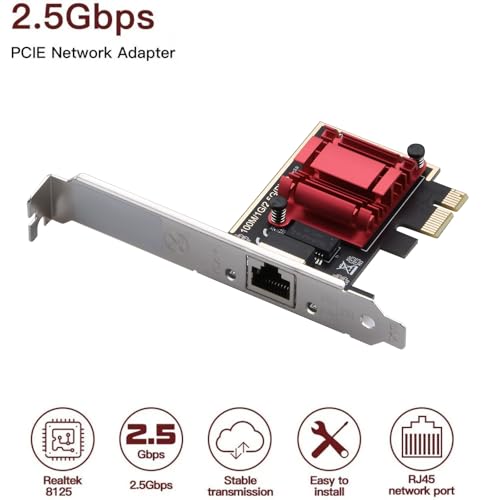Tarjeta de Red PCI-E x1 a RJ45 RTL8125 IEEE 802.3 2.5G Ethernet para PC de Escritorio miniatura 3