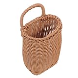 INOOMP Cesta Colgante de Imitación Ratán Marrón Mediana Cesta de Almacenamiento para Cocina y Sala Rústica para Frutas Verduras y Artículos Diversos Organizador de Pared Funcional