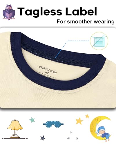 Image of DAUGHTER QUEEN Boys Pajamas 4 Pieces Long Set 100% Cotton Sleepwear Size 18 Months-12 Years