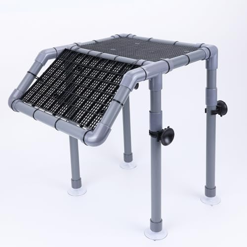 Image of Large Turtle Basking Platform, Sturdy Standing Dock with Non-Slip Ramp, Aquatic Turtle Resting Area for 25 /29 /40 /55 Gal, Gray /Black