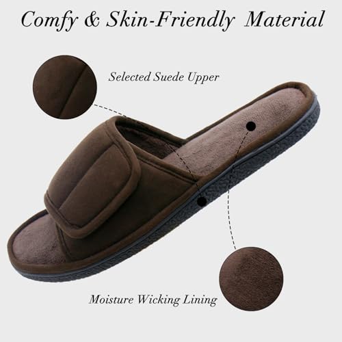Image of Magtoe Adjustable House Slippers for Men Soft Open Toe Breathable Indoor Slip on Mens Slides Sandals with Memory Foam for Home Bedroom,All Seasons