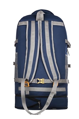 Image of 65L Heavy Duty Hiking & Trekking Rucksack Bag | Waterproof Travel Backpack with Adjustable Compression Buckles for Men & Women | Camping, Outdoor & Sports Bag (Navy Blue)