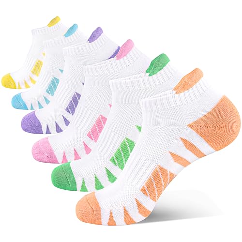 6 Pairs Ankle Running Cotton Socks Womens Low Cut Athletic Thick Cushioned Anti-blister Soft Socks for Women