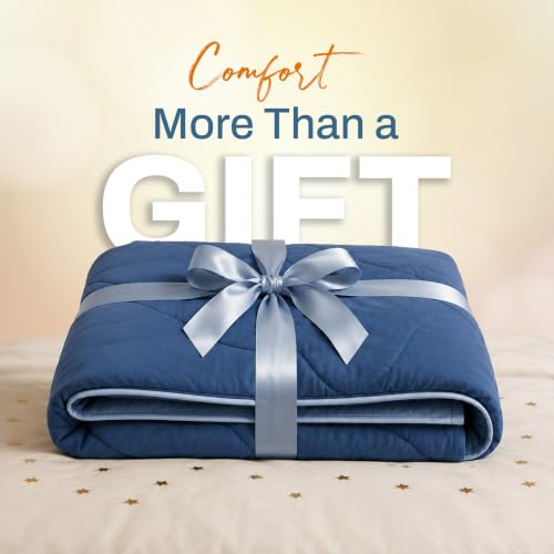 Image of DECORUM Reversible Comforter Double Bed 250 GSM | Blue & Ice Grey | Ultra Soft Microfiber Quilt | All Season Lightweight Comforter | (228 X 223 CM)