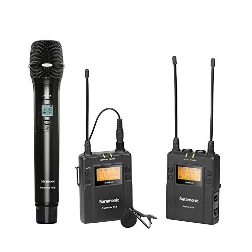 Flash Deals - 50% OFF Saramonic 96-Channel UHF Wireless Lavalier Microphone System 1 Bodypack Transmitter, 1 Handheld Transmitter and 1 Receiver for Canon Nikon Sony Panasonic DSLR Camera,XLR Camcorder & Smartphone