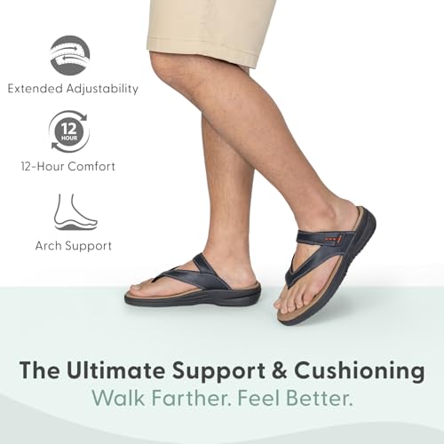 Orthofeet Men's Orthopedic Leather Eldorado Flip-Flop Sandals2