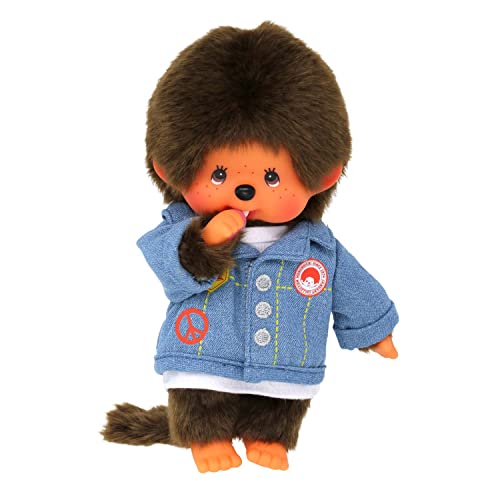 Bandai Monchhichi Peluche Monchhichi veste en jean Peluche iconique des années 80 Peluche toute douce 20 cm pour enfants et adultes SE23396 - vue 3