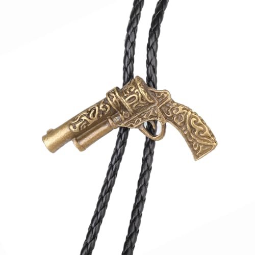 Image of GelConnie Bolo Ties for Men Women Western Cowboy Tie Mens Western Necklace Leather Necktie Gold Bolero Tie Cowboy Necklace