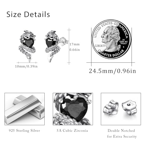 OHAYOO Dragon Stud Earrings 925 Sterling Silver Dragon Studs Earrings Vintage Dragon Jewelry Gift for Women Men4