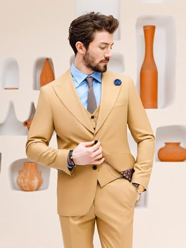 Men's 3 Piece Suit Slim Fit Suit Formal Wedding Suit Two Buttons Peak Lapel Blazer Vest Pant Set4