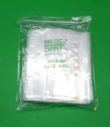 Reloc Zippit Beutel, 22,9 x 30,5 cm, transparent, 4 mm, wiederverschließbar, dick, strapazierfähig, mit Reißverschluss, 100 Stück JTS
