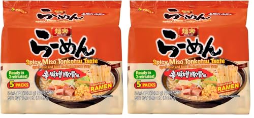 Image of Hikari Menraku Ramen Spicy Miso Tonkotsu Japanese Instant Noodle Soup, 10 Pack, 18 Oz