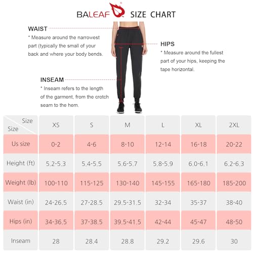 Baleaf BALEAFABD2850808319WA Hiking Pants Women Joggers Workout Athletic Lightweight Running Travel Track Pants Quick Dry 2 Zipper Pockets Black M thumb #7