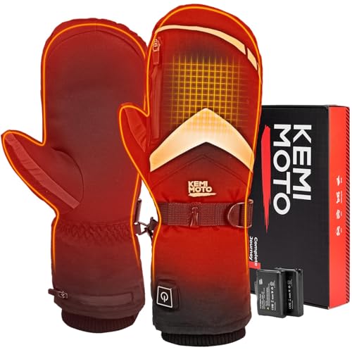 KEMIMOTO Beheizbare Handschuhe, Beheizte Skihandschuhe mit USB -2500mAh Akkus, Rutschefest Winterhandschuhefür Herren und Damen, Ideal für Skifahren, Motorradfahren,Outdoor-Aktivitäten usw