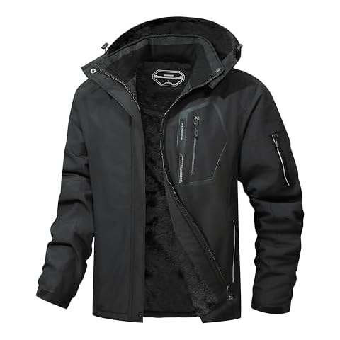 UTWGN Men's Ski Jacket Winter Warm Snow Coat Waterproof Windbreaker Hooded Work Outerwear Snowboarding Jackets Cover