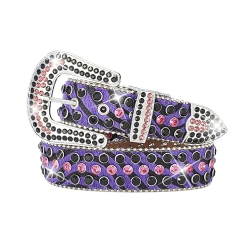 Mens Womens Rhinestone Leopard Print Belt Western Cowboy Cowgirl Fashion Bling Crystal Studded Strap Jeans Style