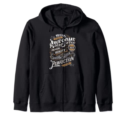 Texto En Inglés 99 Years Awesome Since 1924 99 Cumpleaños Sudadera con Capucha