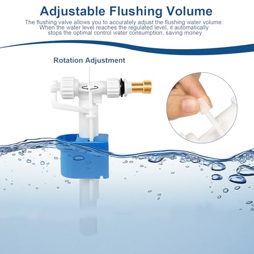 Spülkasten Füllventil Universal Schwimmerventil Spülkasten G3/8 und G1/2 Messing Anschluß Spülkasten Ersatzteile Einstellbare Wassermenge für Tief Oder Hochhängende Spülkästen