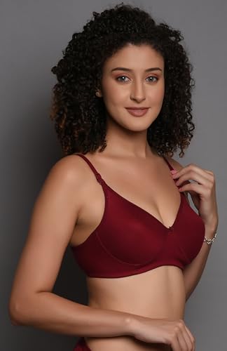 BRIELLE Women's Cotton Blend Lightly-Padded Wirefree Full Coverage T-Shirt Bras, Pack of 3 - Image 2