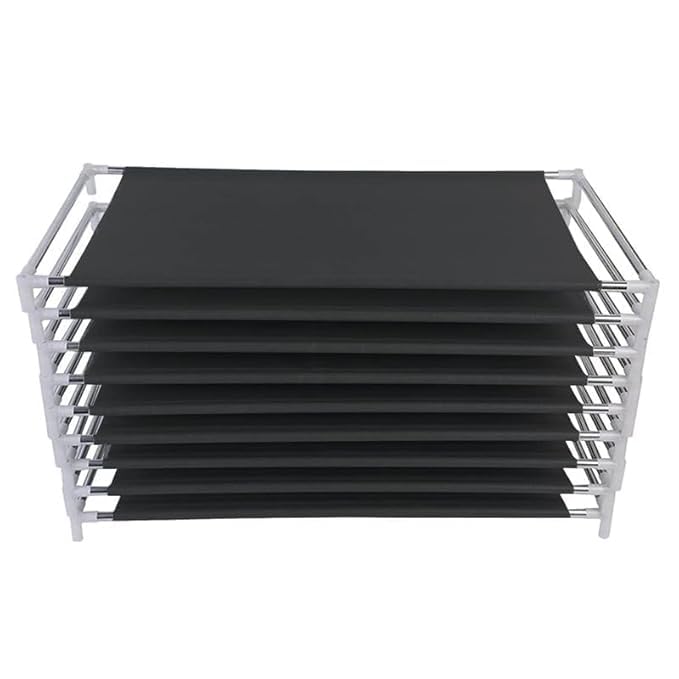 Image of 6 Layer Plastic Shoe Rack | Space Saving Multi Tier Shoe Stand Organizer for Home, Bedroom & Entryway | Durable Waterproof DIY Footwear Storage Rack for Men Women & Kids (Black) | Space-saving 6 layer shoe rack for home