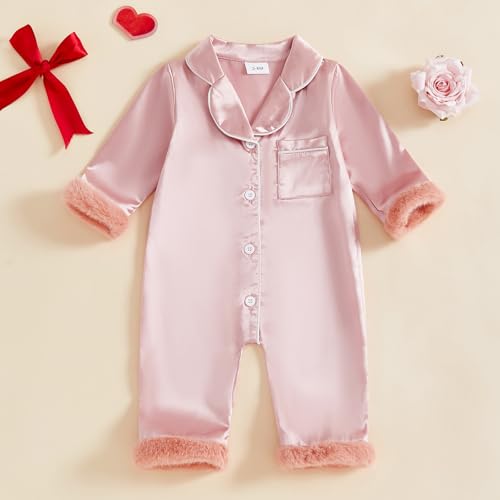 Newborn Baby Girl Boy Silk Pajamas Romper Long Sleeve Button Down One Piece Satin Pj Infant Jumpsuit Sleepwear3