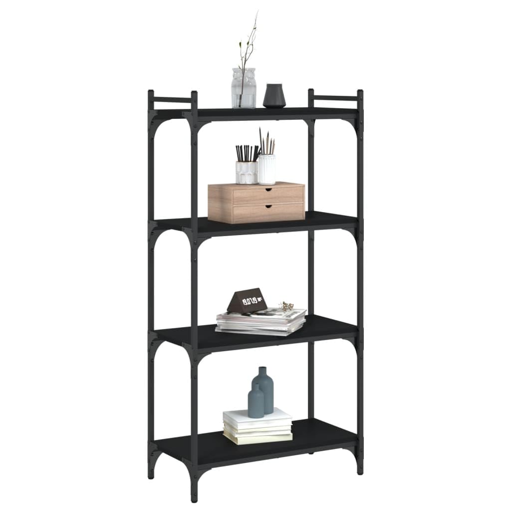 Homgoday Regał na książki, 4 półki, stojący, biurowy, magazynowy, do przechowywania, regulowane nogi, do salonu, gabinetu, biura, czarny, 60 x 30 x 120 cm, materiał drewnopochodny