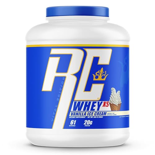 Image of Ronnie Coleman Whey XS Whey Protein Powder Vanilla Ice Cream 61 Servings - 20g Whey Isolate Protein Powder with BCAAs, EAAs & Glutamine - Low Sugar Supplement for Muscle Growth & Recovery