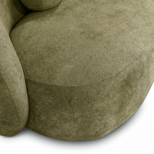 Image of Furniture of America Sylin Modern Chenille Sofa with Pillows, Curved Arms and High Density Foam, Wooden Comfortable Couch for Living Room, Office, Olive Green
