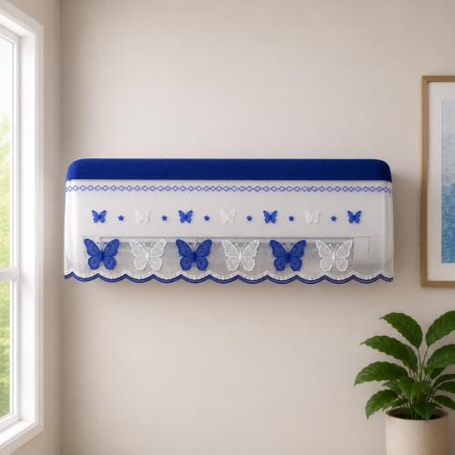 Image of Split AC Dust Cover Indoor Unit | Machine Washable Breathable Net Mesh AC Cover | Anti Dust Protection for 1 Ton & 1.5 Ton Air Conditioner | Easy Install, Reusable (Blue Color)