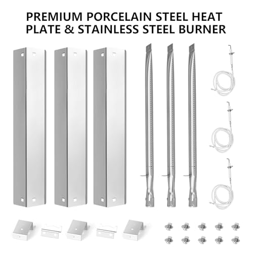 Image of CANDANA Replacement Parts for Chargriller 3001, 3008, 3030, 4000, 5050, 5252 Grill Models, Stainless Steel Burner, Stainless Steel Heat Plates, Porcelain Cast Iron Cooking Grid Grates, Igniters