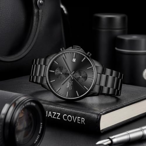 Image of OPK Mens Chronograph Watch Stainless Steel Strap Date Display Luminous Waterproof Business Wrist Watch