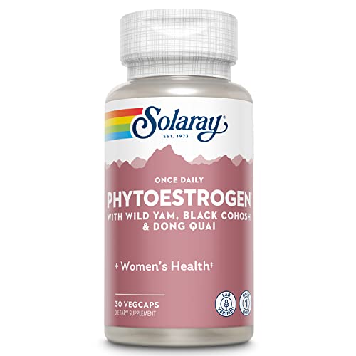 SOLARAY Once Daily Phytoestrogen - Phyto Estrogen Supplement for Women with Black Cohosh Dong Quai Wild Yam Soy Isoflavones - Womens Health Support - 60-Day Guarantee 30 Servings 30 VegCaps