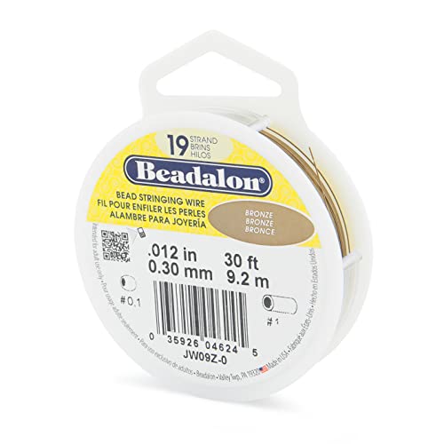 Beadalon Bead Stringing Wire - .018 in / .46 mm, Bronze, 30ft / 9.2m