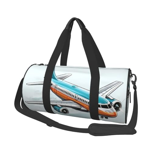 Travel Duffel Bag Sports Gym Bag With Shoes Compartment,Lightweight Overnight Weekender Bag Cartoon Airplane Yoga Gym Sports Bag For Men Women