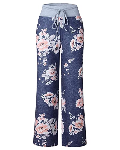 Image of NEWCOSPLAY Women's Comfy Pajama Pants Casual Drawstring Palazzo Lounge Wide Leg Pants