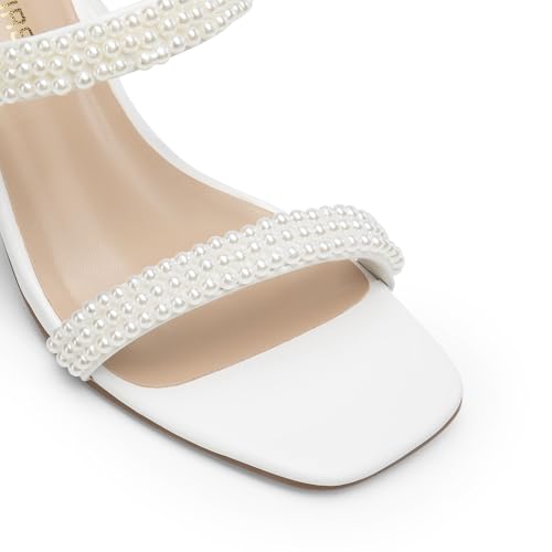 DREAM PAIRS Women's Square Open Toe Block Heels Two Strap Slip On High Heeled Slides Sandals3