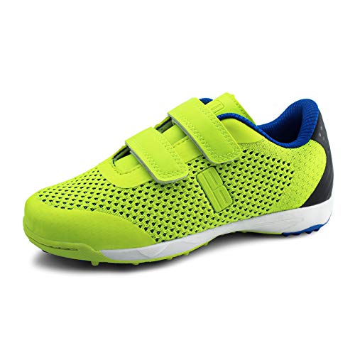 brooman Kids Knit Indoor Soccer Shoes Boys Girls Athletic Football Shoes (3,Lime)