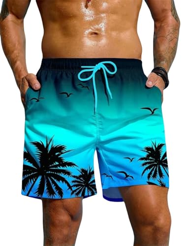 Men's Summer Retro Printed Pattern Beach Shorts Breathable Swim Trunks Loose Ice Silk Shorts3