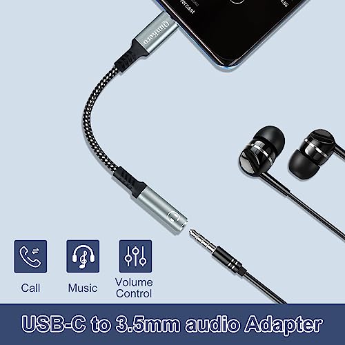 QimKero USB Type C to 3.5mm Female Headphone Jack Adapter, (2 Pack) USB C to Aux Audio Dongle Cable Cord Compatible for iPhone 16 Pro Max/15/15 Pro/15 Plus/15 Pro Max, iPad Pro Samsung GalaxyS23/S22