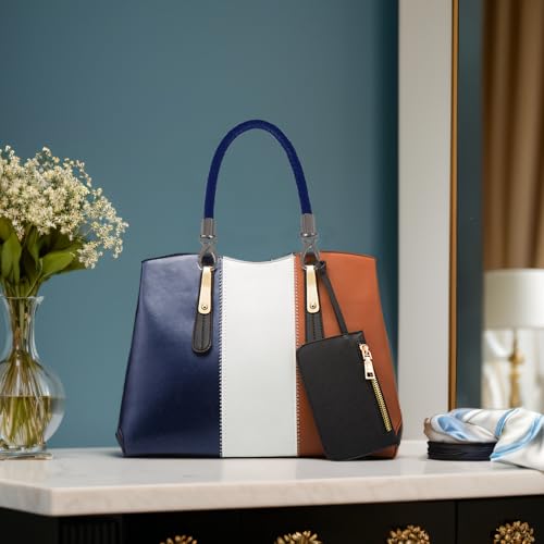 Mture 2 Stück 40cm Leder Taschengriffe mit Karabinerhaken, Ersatzgriff für Handtaschen, Schulterriemen für Taschen, Lederhenkel für Taschenherstellung, Blau