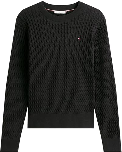 Tommy Hilfiger Damen Pullover Cable Fine Zopfstrick, Schwarz (Black), XL – Ansicht 6